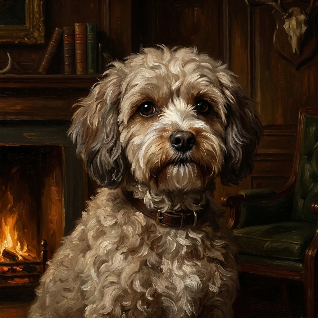 Hunting Lodge Father's Day dog portrait