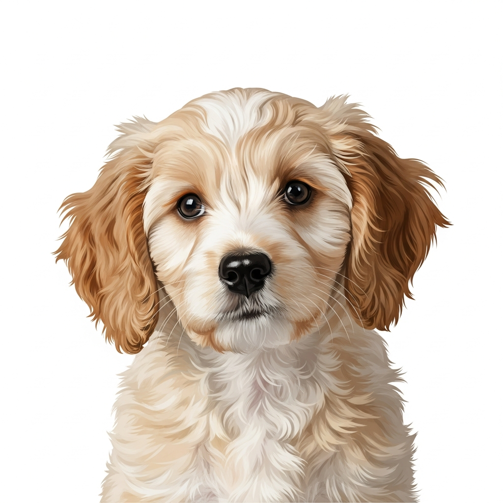Finished custom portrait artwork of the same Cavoodle